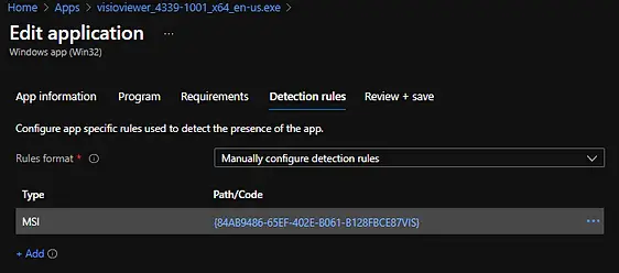 Intune win32 app detection rules 0x87D1041C 