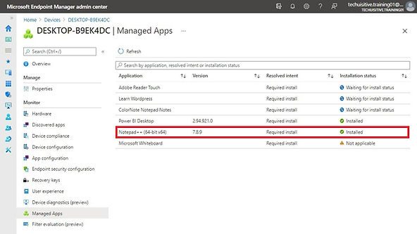 Endpoint Manager - Check assigned applications