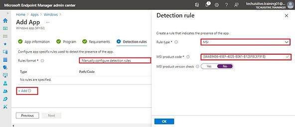 Endpoint Manager - Win32 App - Detection Rule