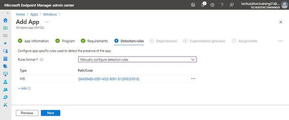 Endpoint Manager - Win32 App - Detection Rule