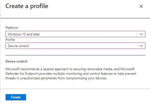 Endpoint security | Device control profile