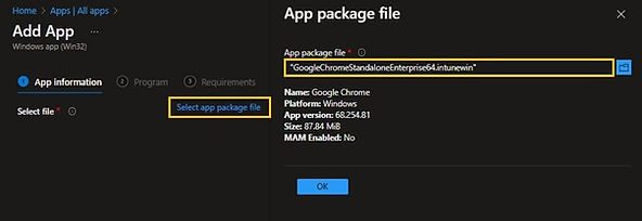 Intune Win32 App | Select Package