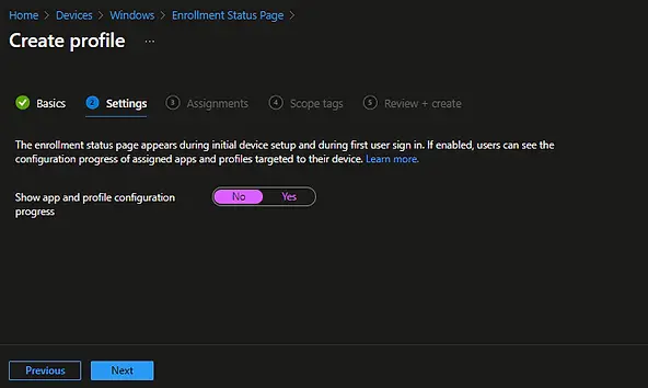 Intune Enrollment Status Page autopilot | Intune ESP