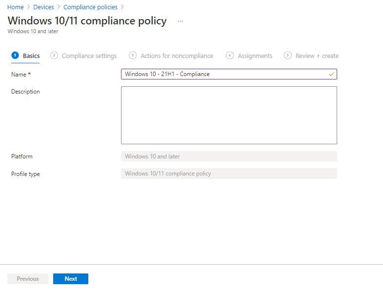 Intune os version compliance policy