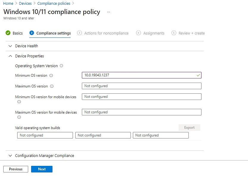 Intune Device compliance Policy