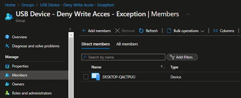 Intune | Deny Write Access to USB | Manage Exception