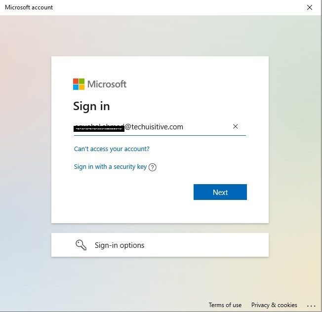 Azure AD Join | Sign in page