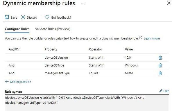 Dynamic membership rule