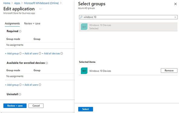 Intune Apps assign group