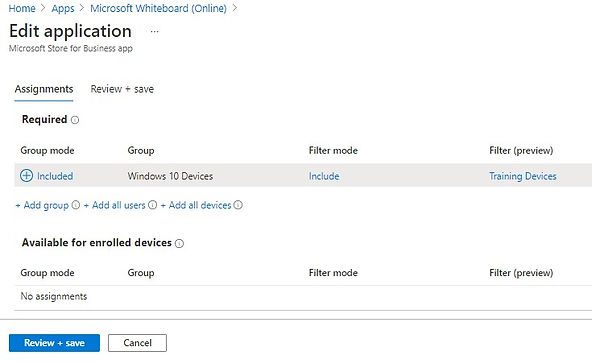 Intune Apps assign group