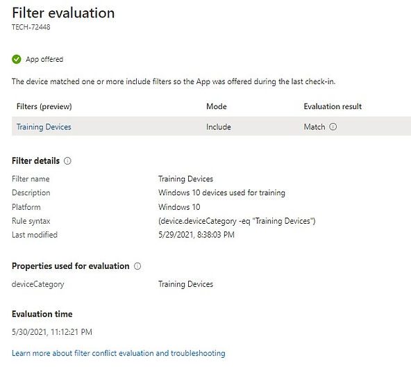 Intune filter evaluation