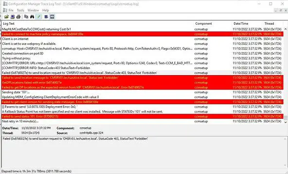 ccmsetup logs | error 0x87d0027e