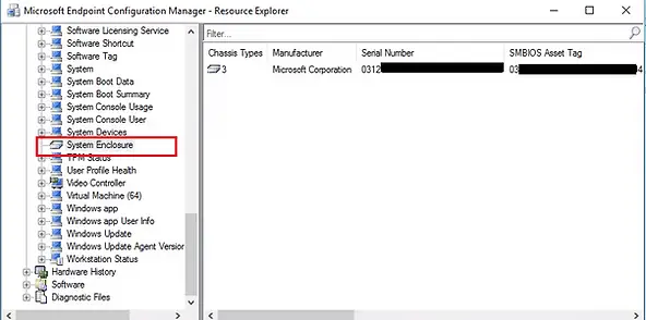 SCCM Resource Explorer - System Enclosure