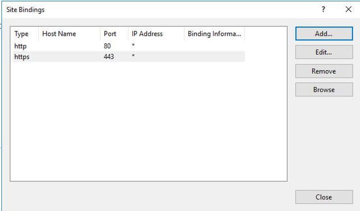 IIS Server Bindings