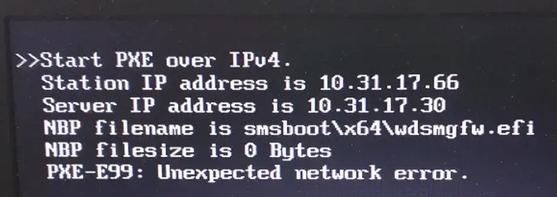 PXE-E99 Error