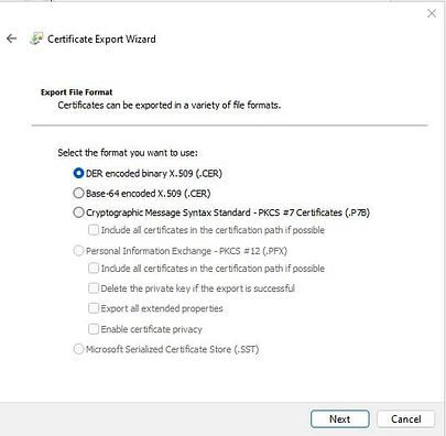 Export Trusted Root Certificate