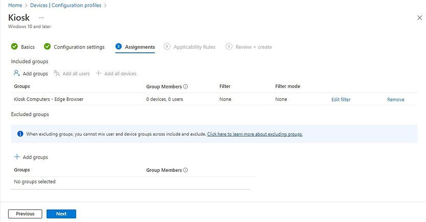 Intune Device Configuration Profiles | Assignments
