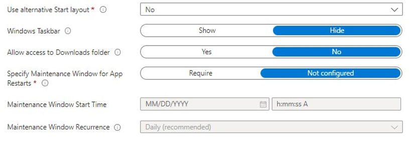 Intune Kiosk Windows 10 - Maintenance Window
