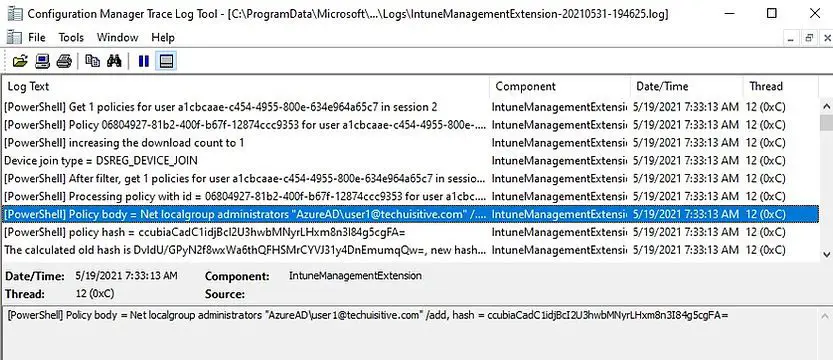 IntuneManagementExtension log