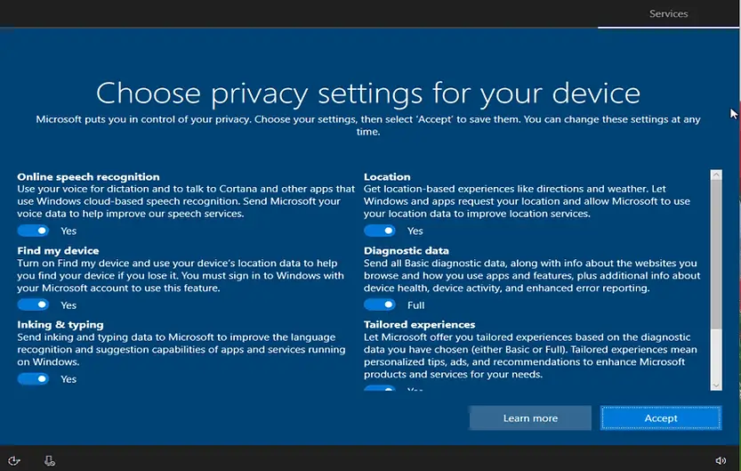 Windows Autopilot - Privacy Settings