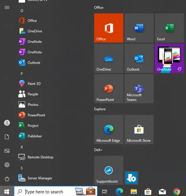 Windows 10 | Microsoft 365 Apps | Start Menu