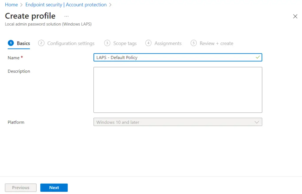 Intune | Create Profile