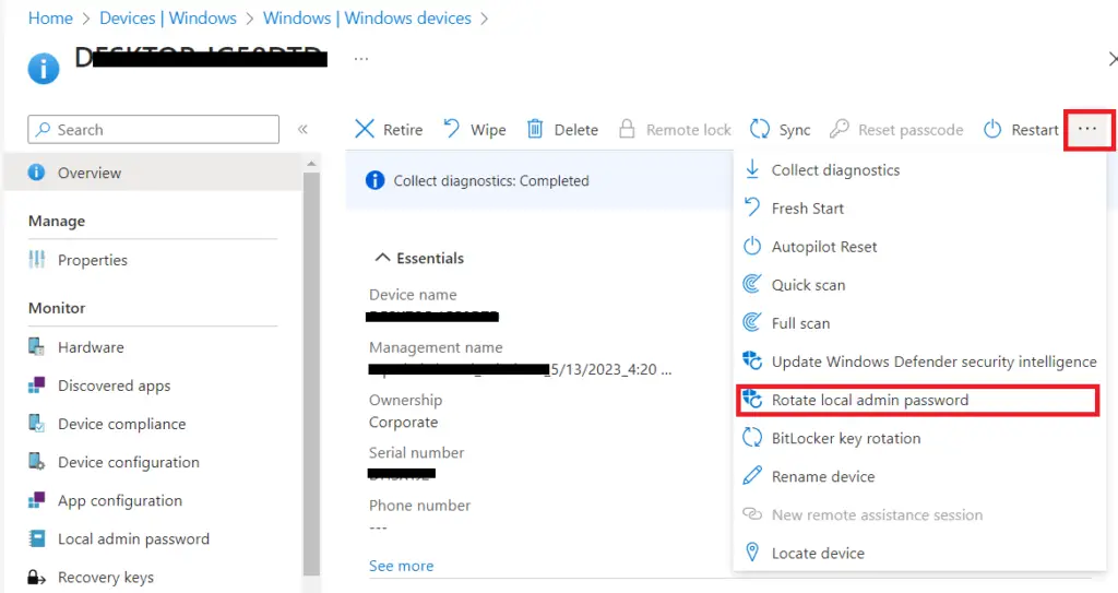 Intune LAPS | rotate local admin password