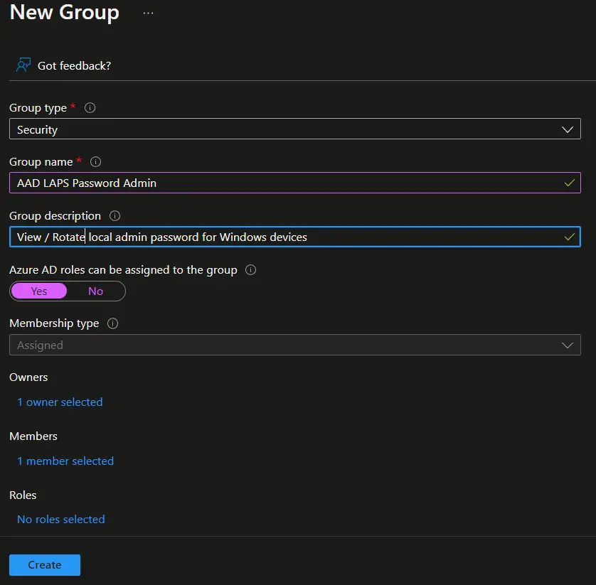 Create Azure AD Group