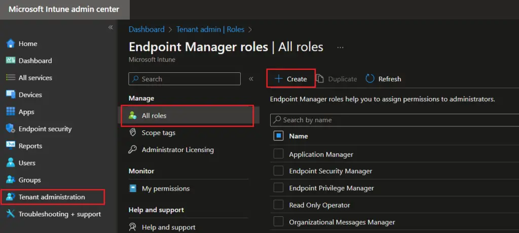 Custom RBAC Role in Intune