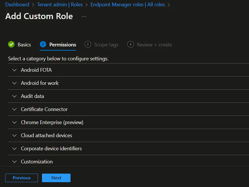 Intune RBAC Role