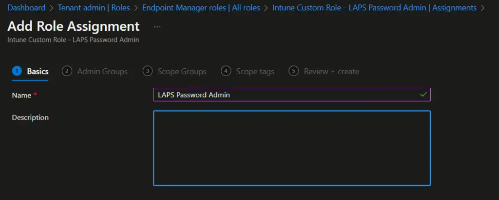 Intune RBAC Role