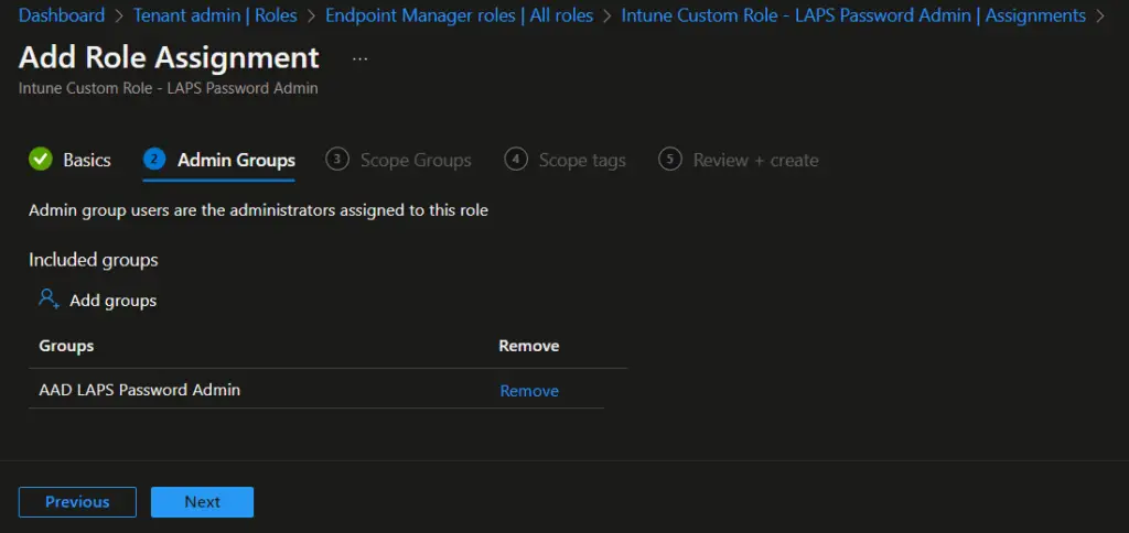 Intune RBAC Role