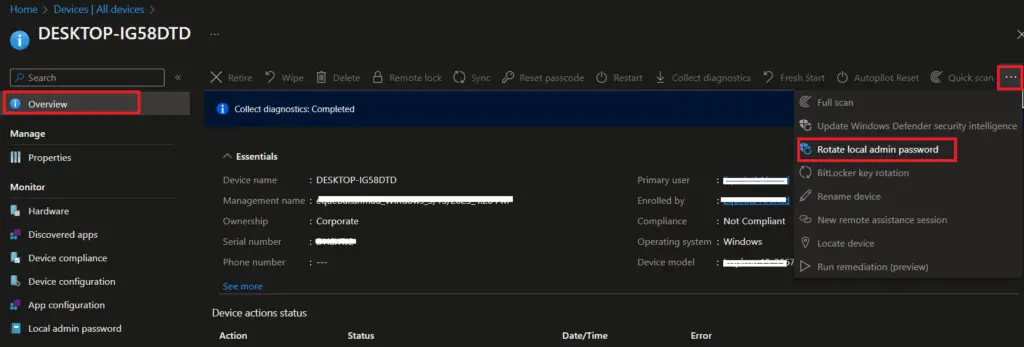 Intune LAPS Rotate Local admin password