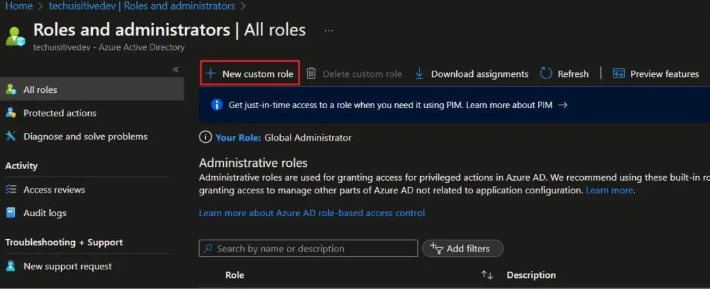 Create Azure AD role