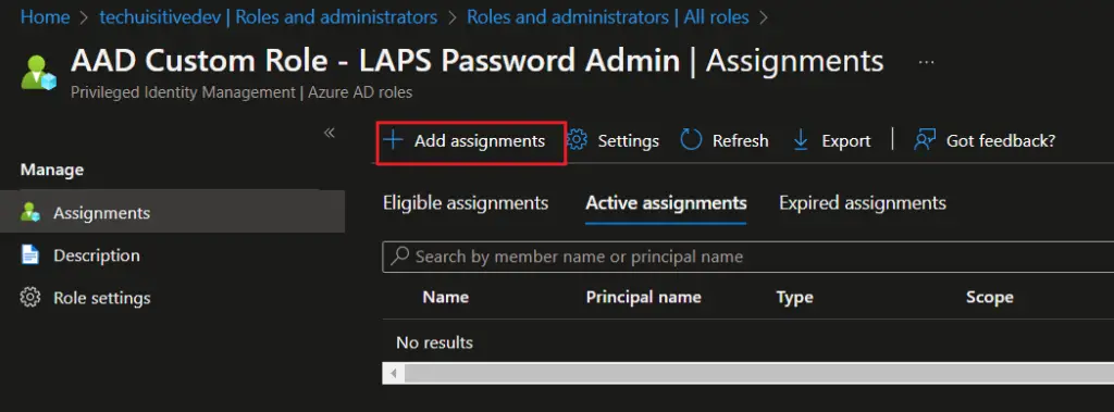 Assign Azure AD Role