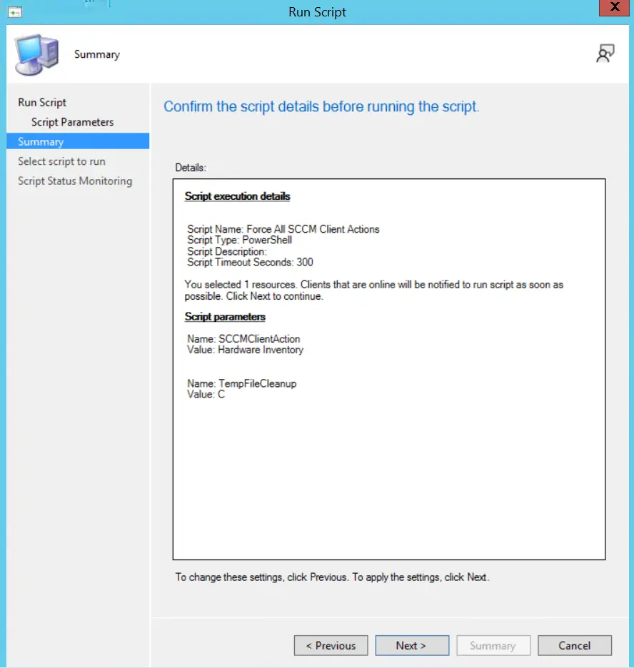SCCM | Run script