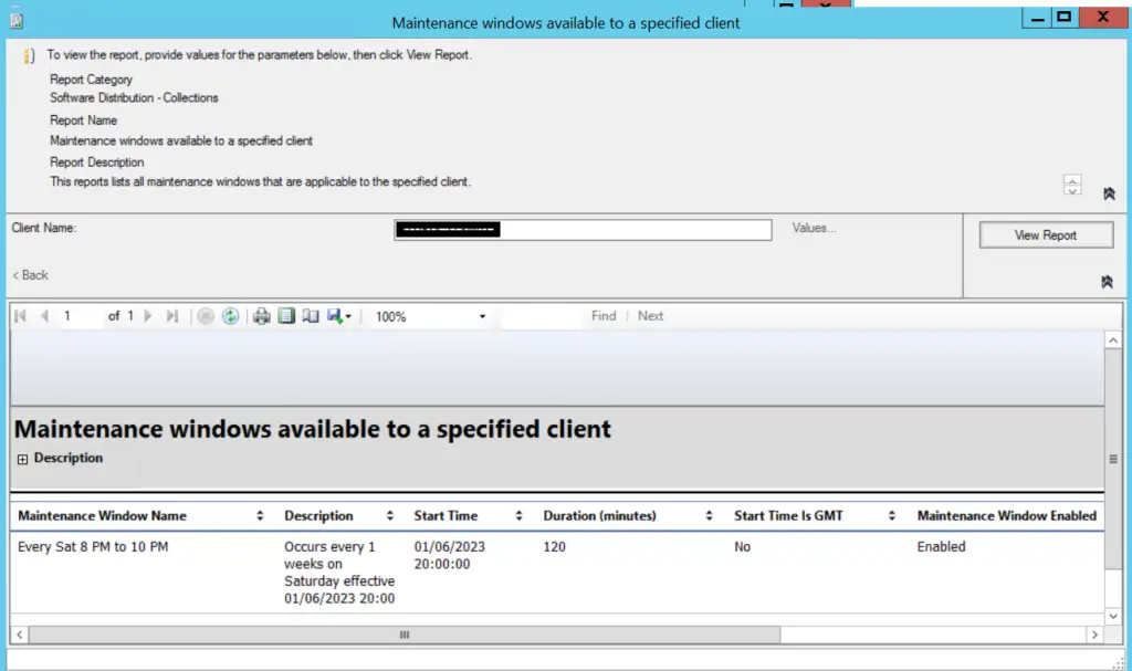 SCCM Report | SCCM Maintenance Window Report