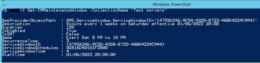 Check SCCM Maintenance Windows PowerShell