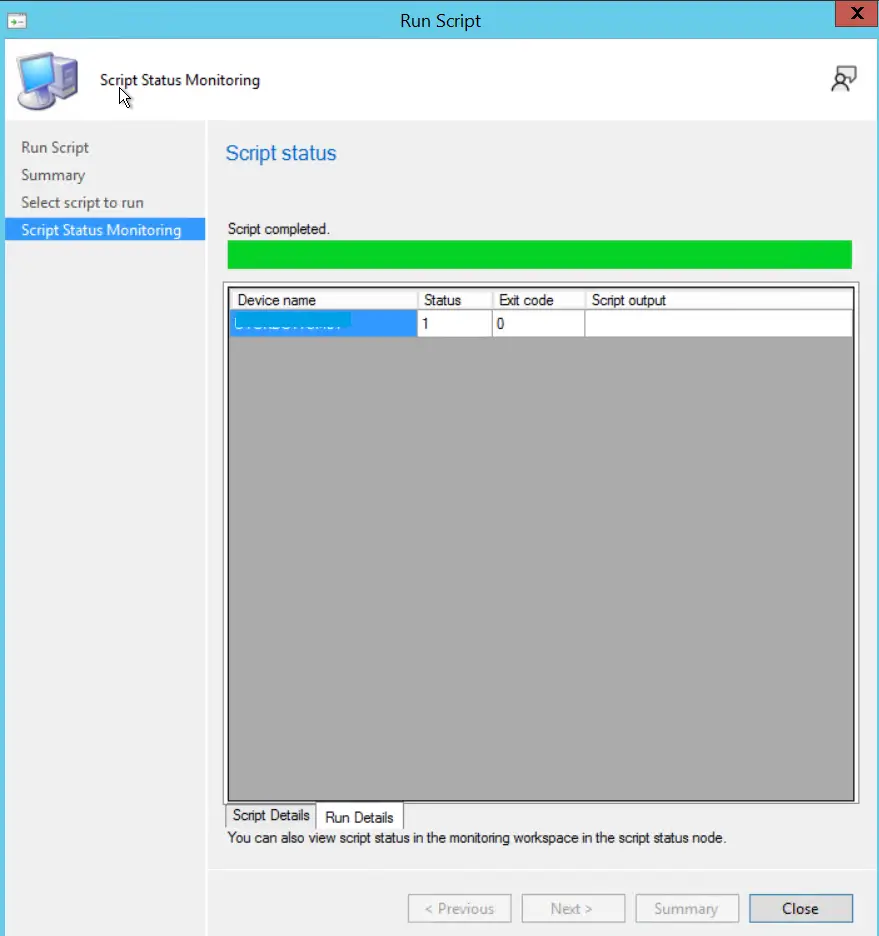 SCCM | Run Script | Script Status Monitoring