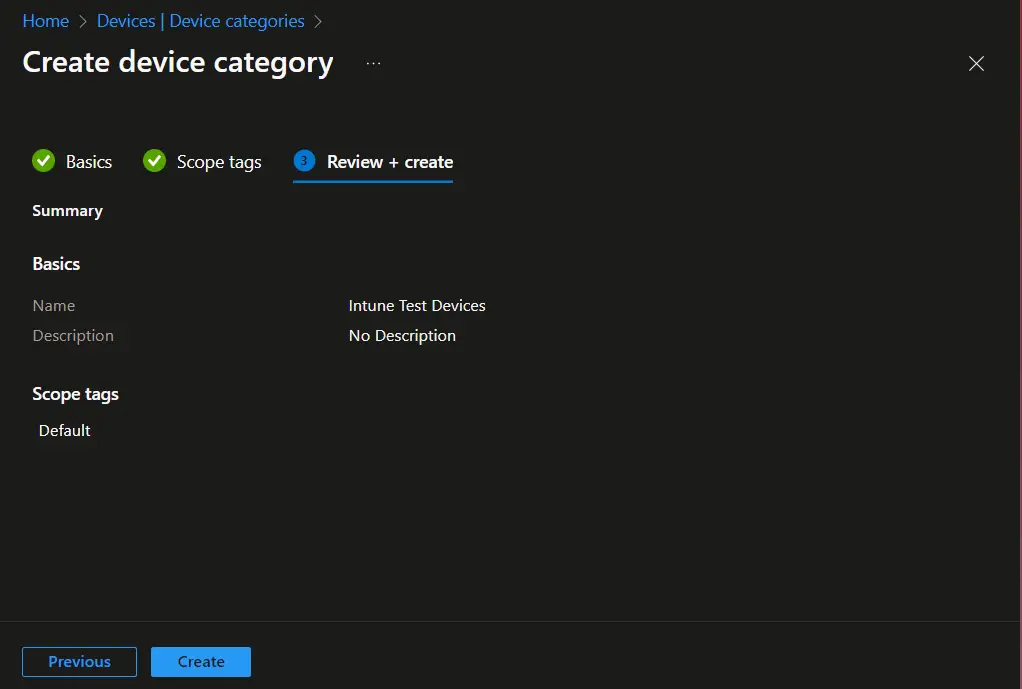 Create device category in Intune