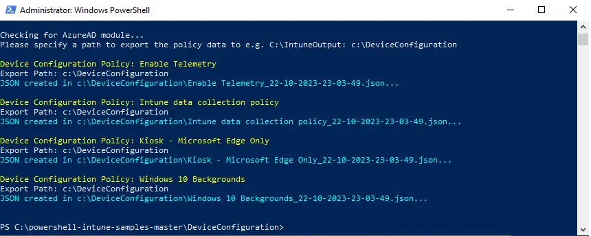 export intune configuration profiles | DeviceConfiguration_Export.ps1