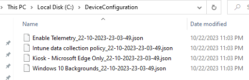 Export intune policies