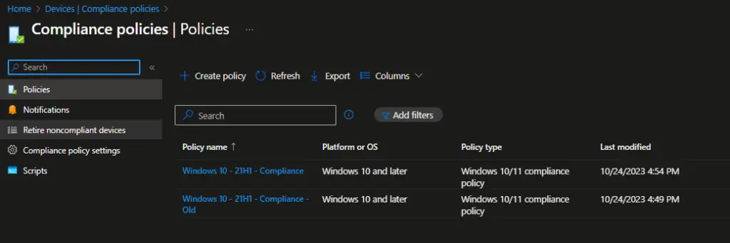 Intune | Compliance Policies