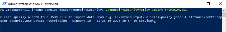 Import Endpoint security policy | Intune | PowerhShell script
