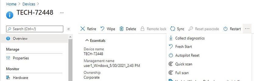 Intune admin center | collect diagnostics logs