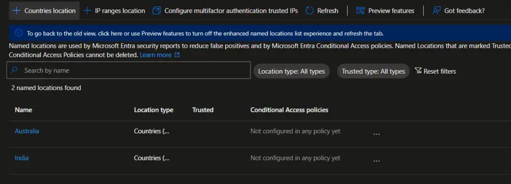 Intune Named locations