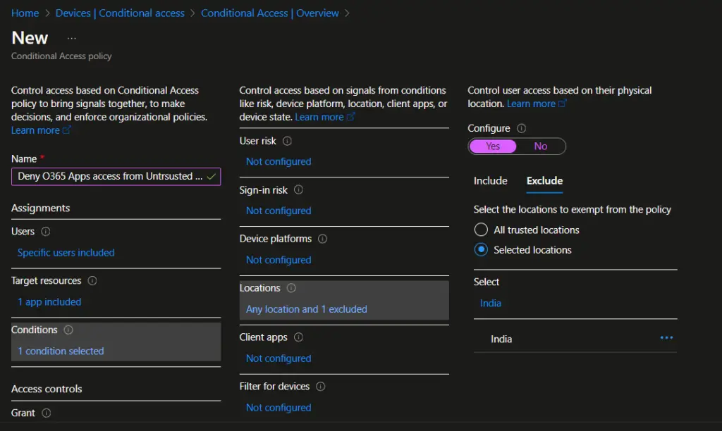 Intune conditional access policies