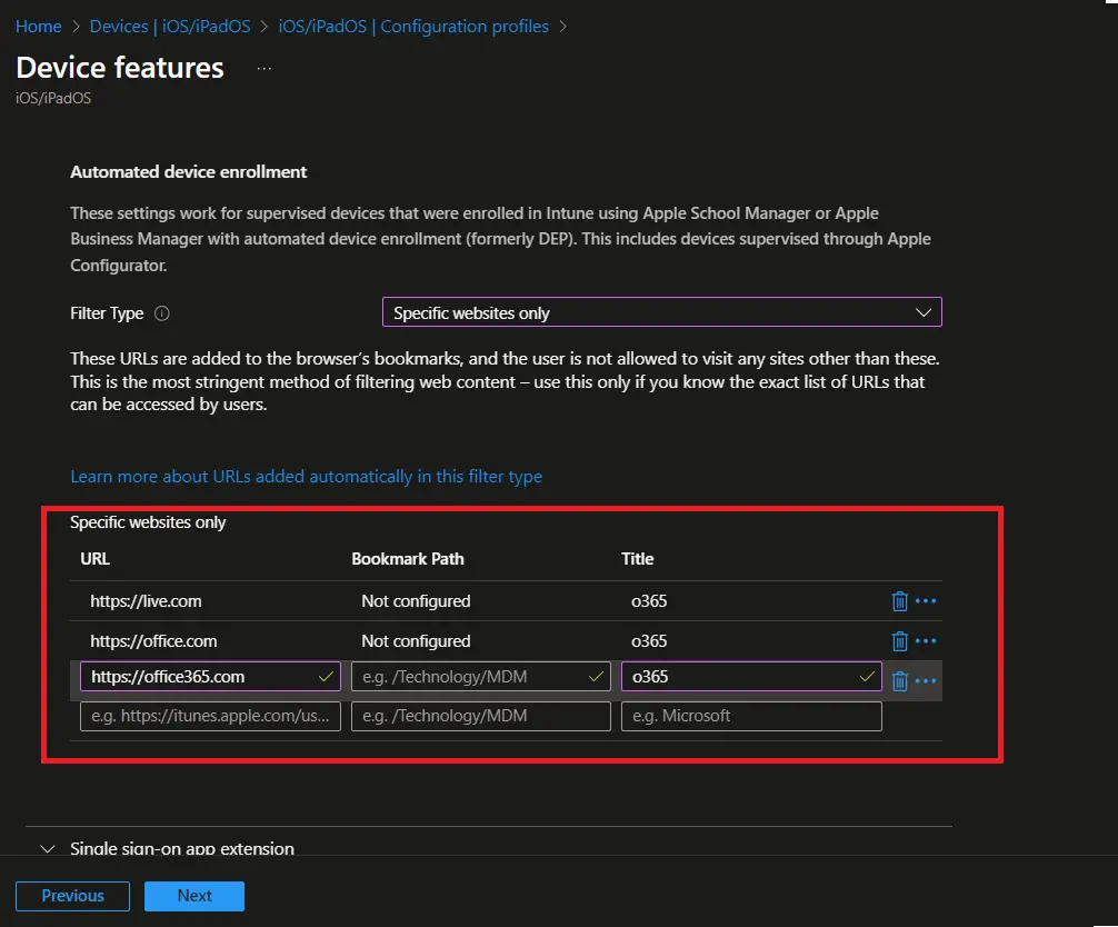 Web content filters | Microsoft intune ios