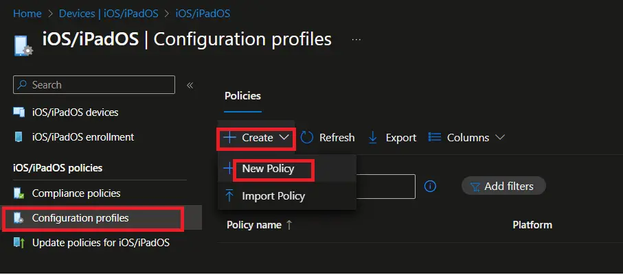 Intune Configuration profiles 