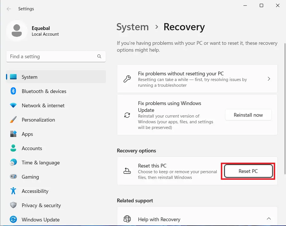 Reset Windows 11 PC to Factory Settings